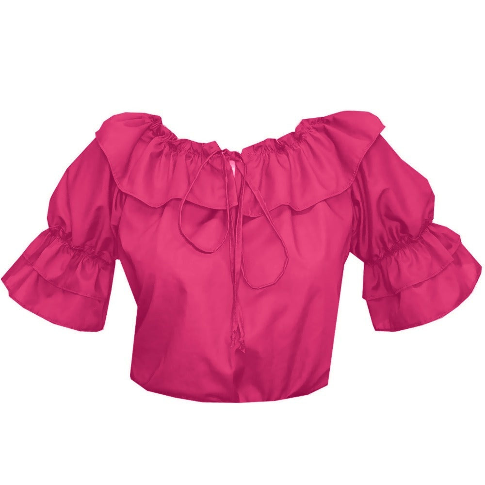 Faux Drawstring Blouse in Fuchsia