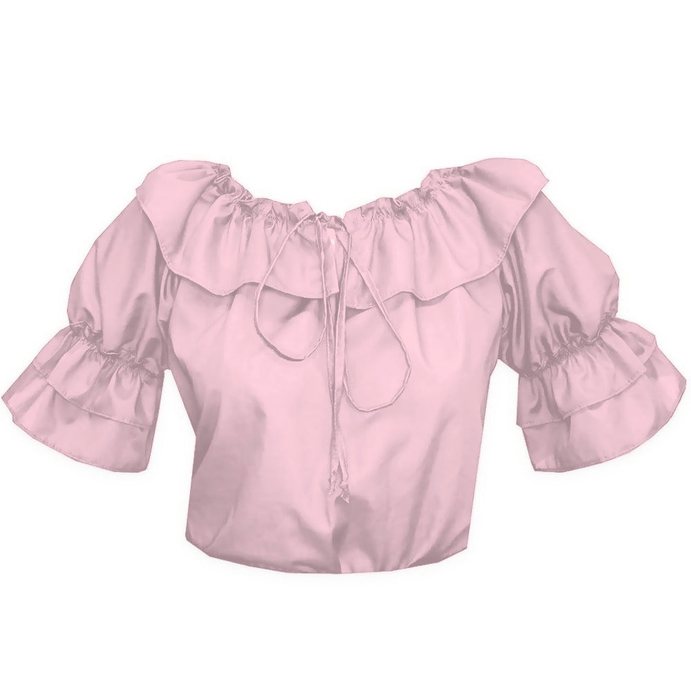 Faux Drawstring Blouse in Pink