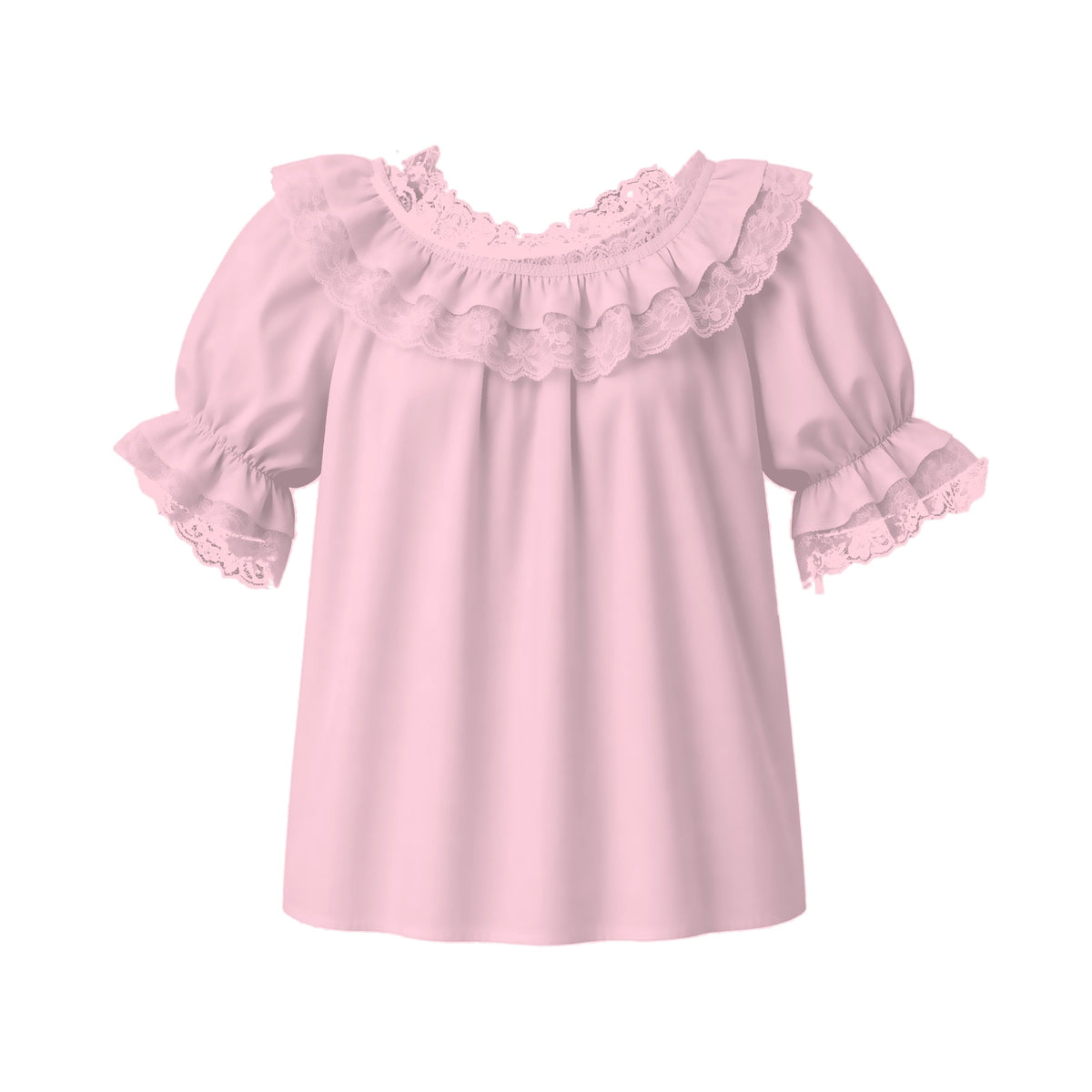 Basic Laced Blouse in Pink