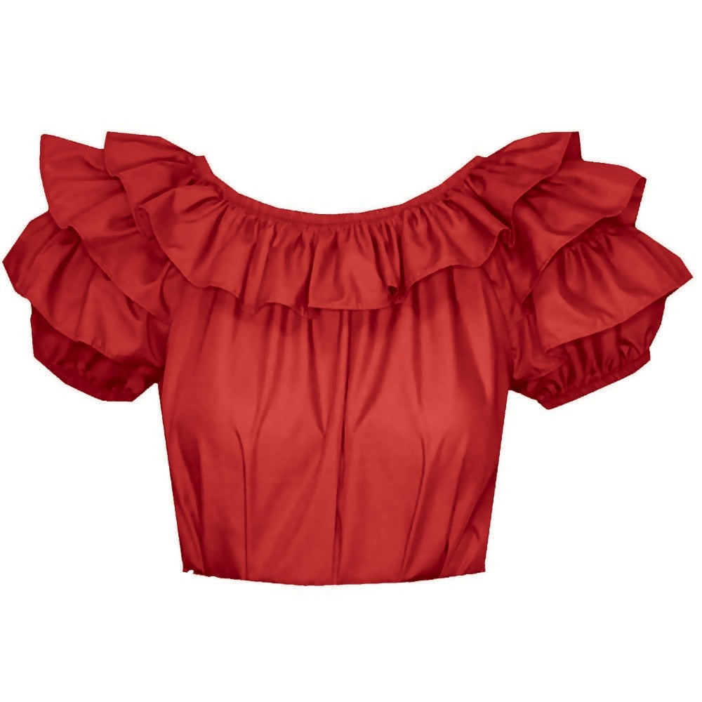 Triple Ruffle Blouse in Red