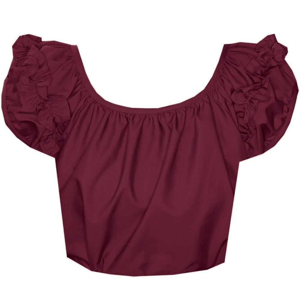 Basic Ruffle Blouse in Burgundy