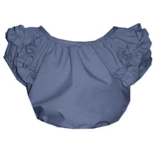 Childrens Ruffle Blouse in Chambray