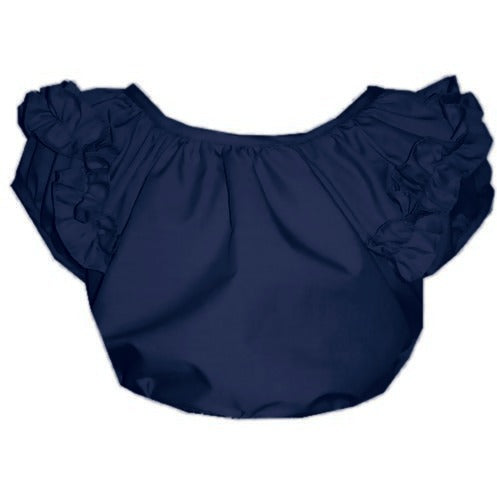 Childrens Ruffle Blouse in Navy