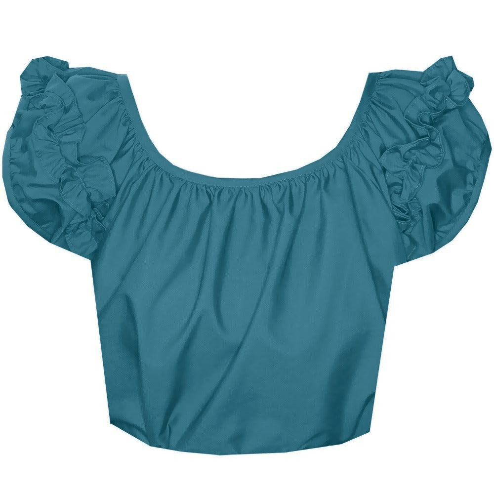 Basic Ruffle Blouse in Jade