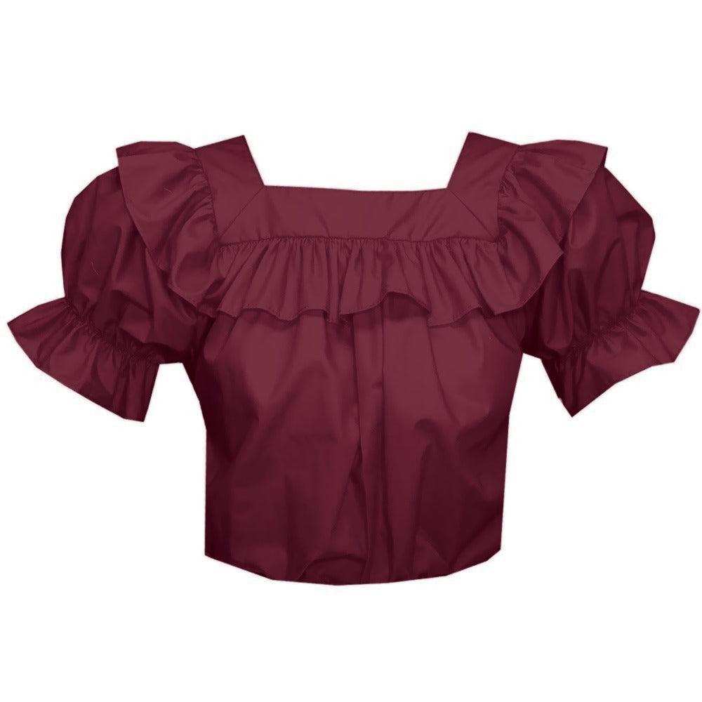 Square Neck Blouse in Burgundy