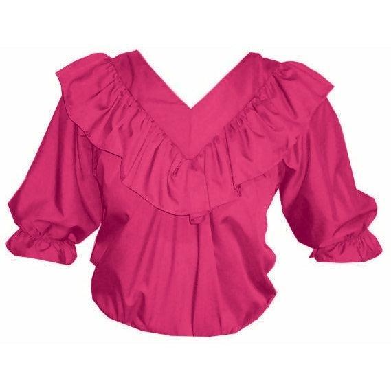 V Neck 3/4 Sleeve Blouse in Fuchsia