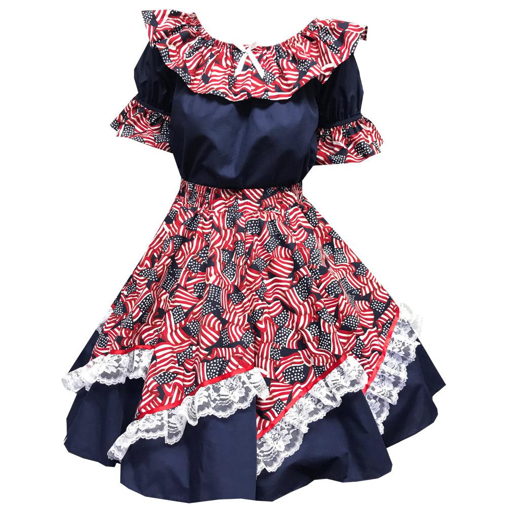Red, White & Blue Square Dance Outfit L / Navy Red, White & Blue Square Dance Outfit L / Navy