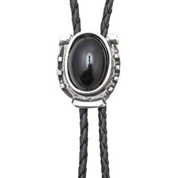 Onyx Antique Silver Bolo Tie, Bolo Ties - Square Up Fashions