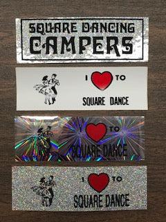 Get your car decorated with these fun Square Up Fashions square dance stickers.