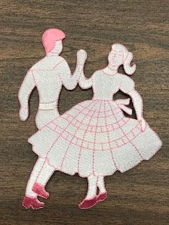 A picture of a couple dancing on Square Dance Embroidered Patches by Square Up Fashions.