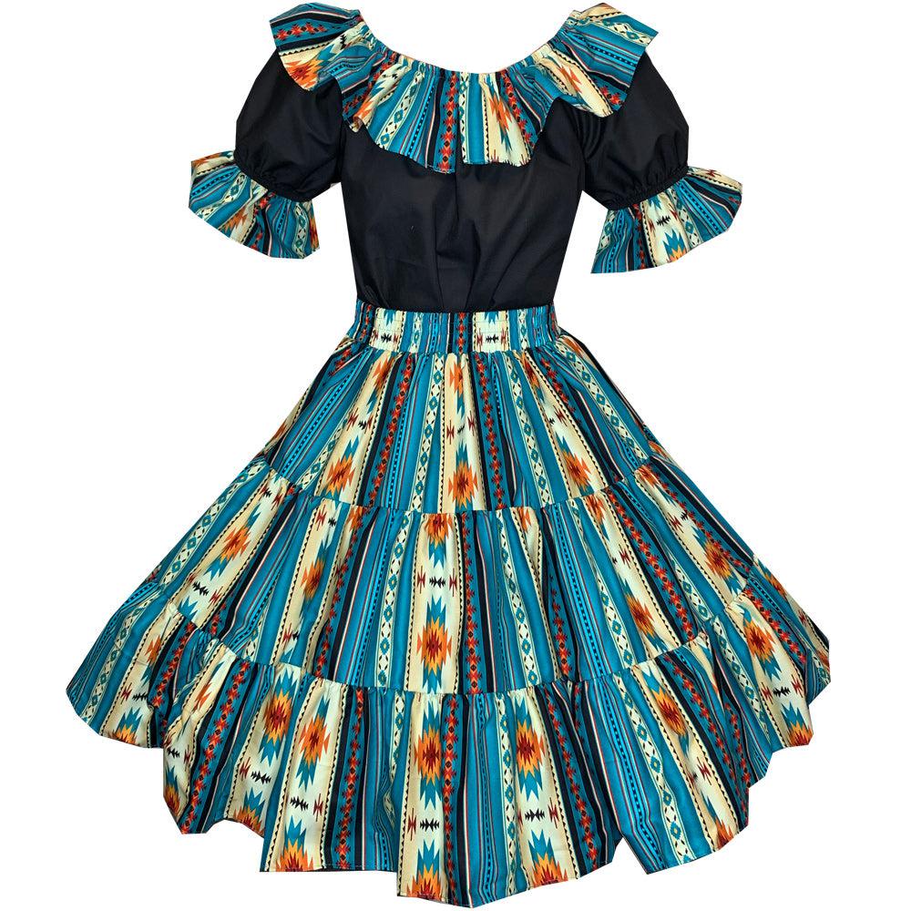 Southwest Santa Fe Square Dance Outfit L / Turquoise Southwest Santa Fe Square Dance Outfit L / Turquoise