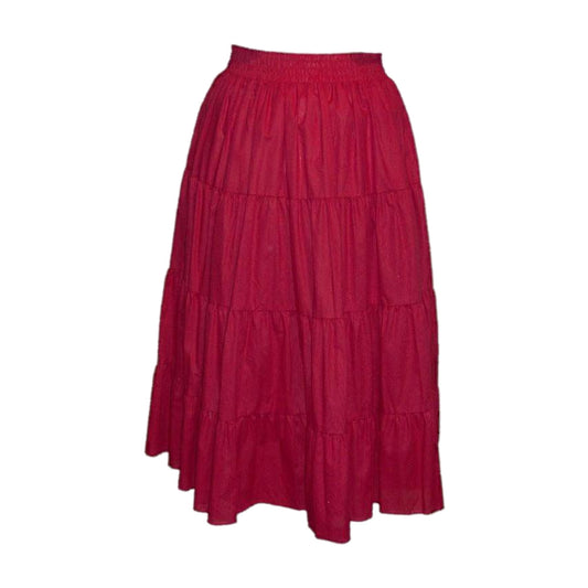 Basic 4 Tier Prairie Skirt - deep red