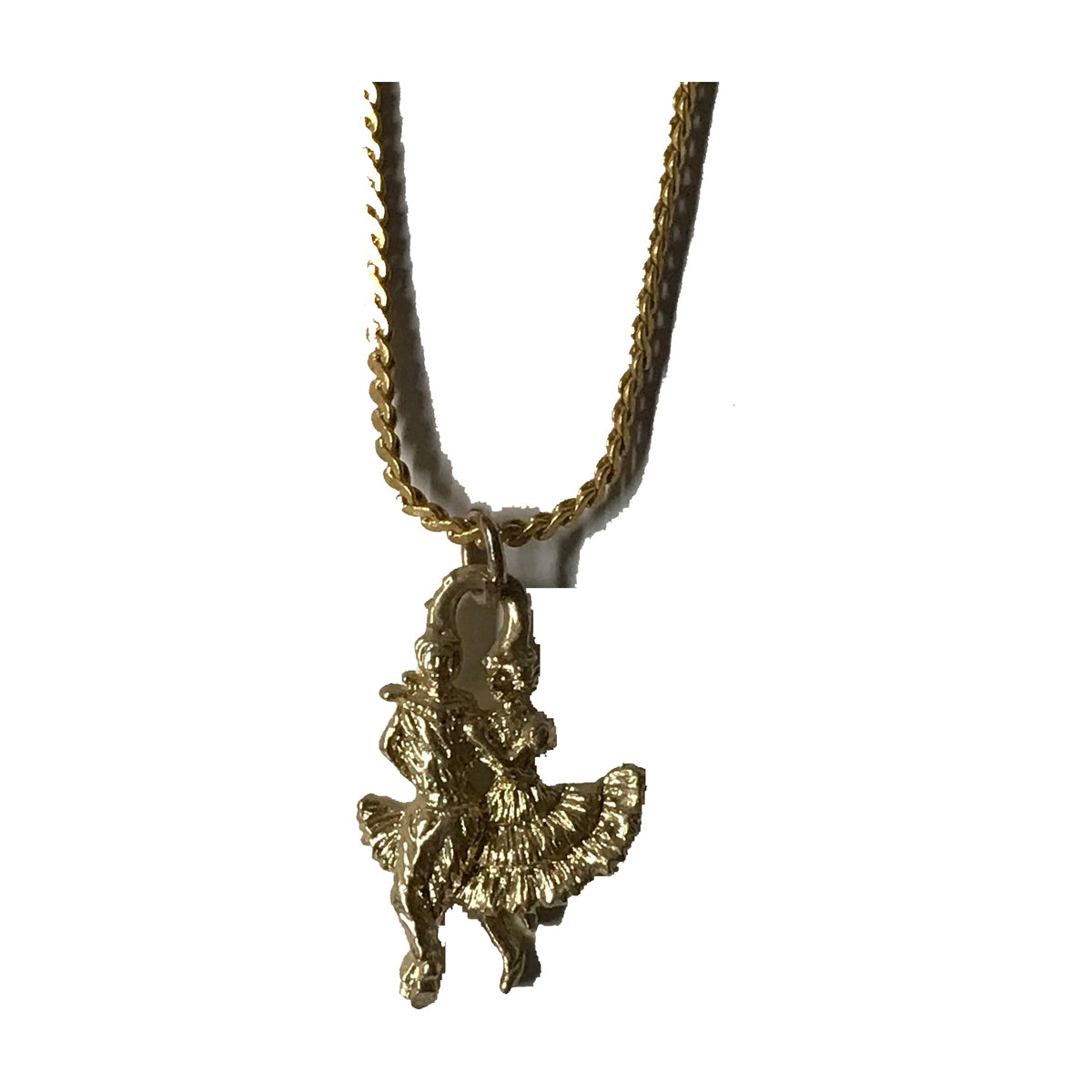 A thin Gold Dancers Necklace with a bird on it from Square Up Fashions.