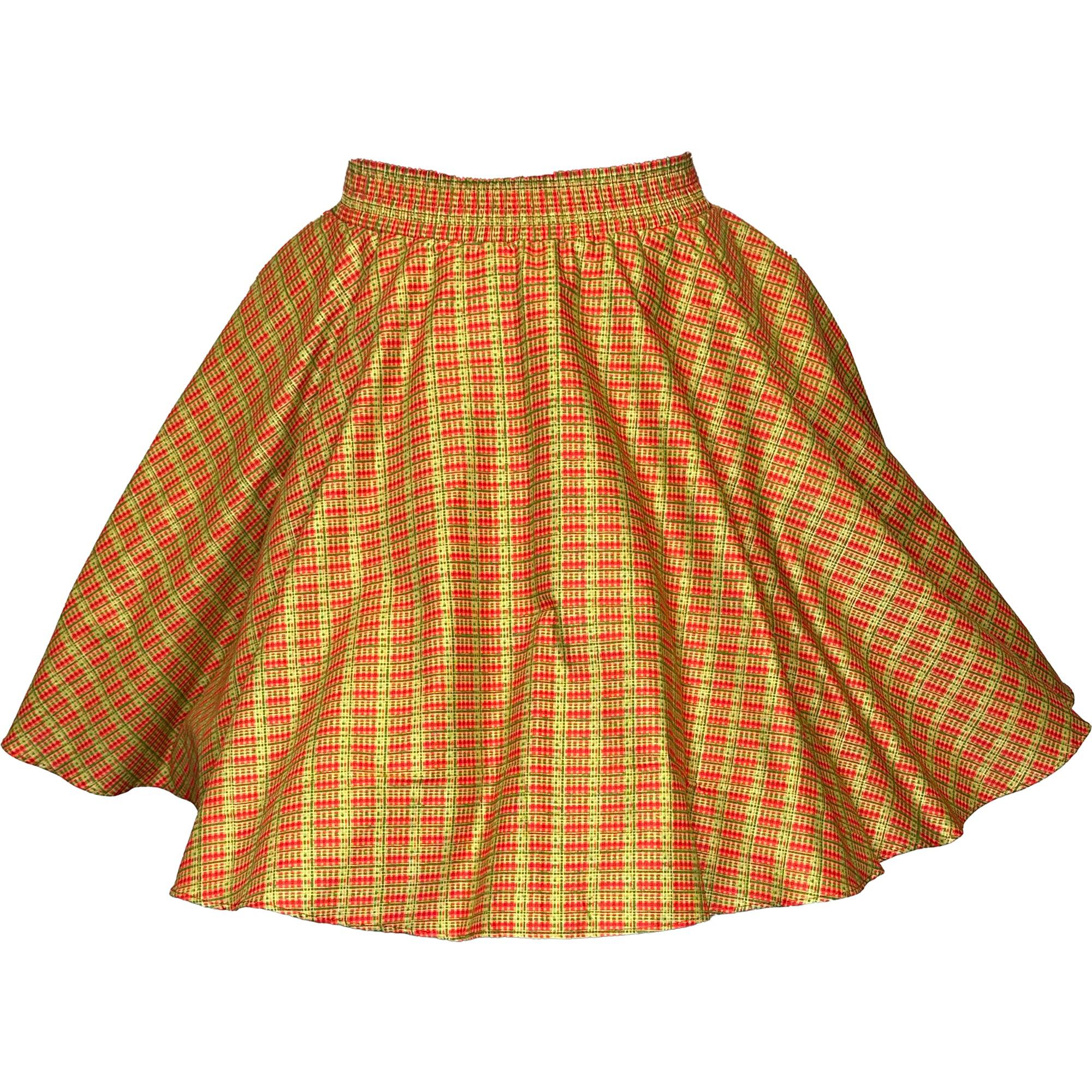 A lightweight Square Up Fashions Plaid Christmas Square Dance Skirt on a white background.