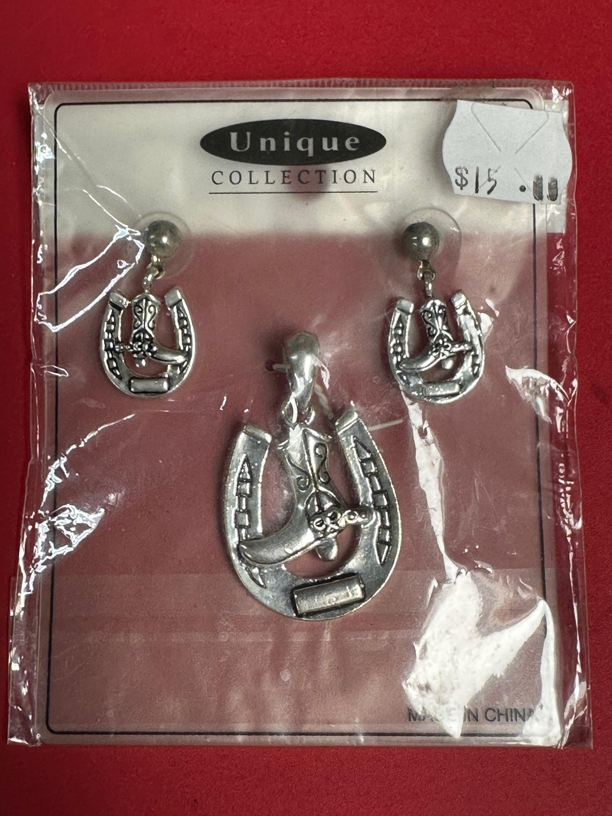 Necklace charm and earrings
