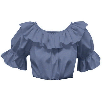 Scoop Neck Blouse in Chambray