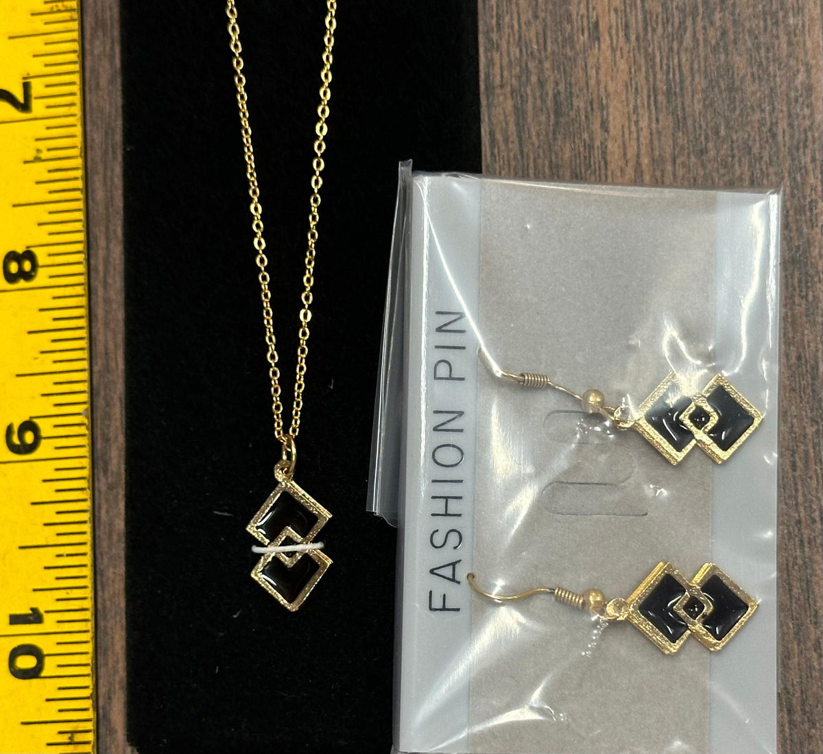 Double Squares Necklace and earrings