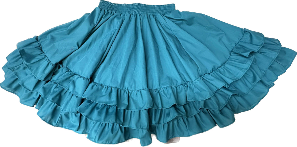 A Square Up Fashions 3 Ruffle Square Dance Skirt with solid ruffles on it.