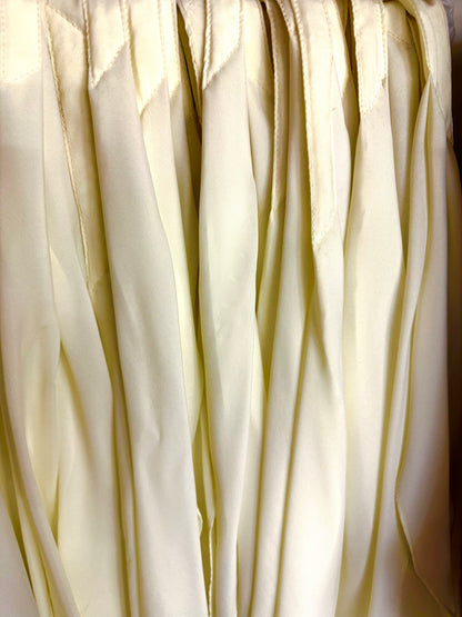 Several white collared shirts hang closely on a rack, each styled with Square Up Fashions’ CLEARANCE Light Weight Thin Polyester Scarf Ties for a classic, polished look.