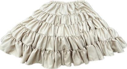 The DISCOUNTED Softer Poly-Liner Petticoat by Square Up Fashions is a cream-colored, tiered ruffle skirt with an elastic waistband, ideal as a square dance petticoat or adjustable slip. Available in 4 colors!.