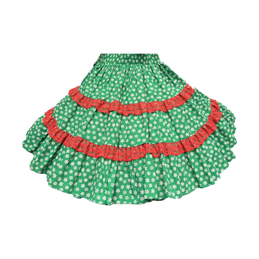 Medium Green Snowflake Three-Tier with Red Lace