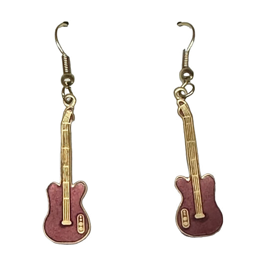 Discover the delightful Guitar Dangle Earrings, presented on a display card under the brand "Square Up Fashions." These music-themed accessories beautifully encapsulate the spirit of Western jewelry with their distinctive design, making them an ideal addition to any earring collection.