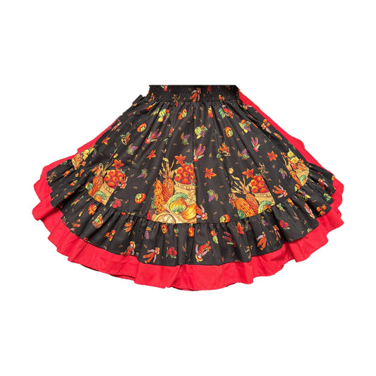 Petite Gored Harvest Skirt with Red Ruffle