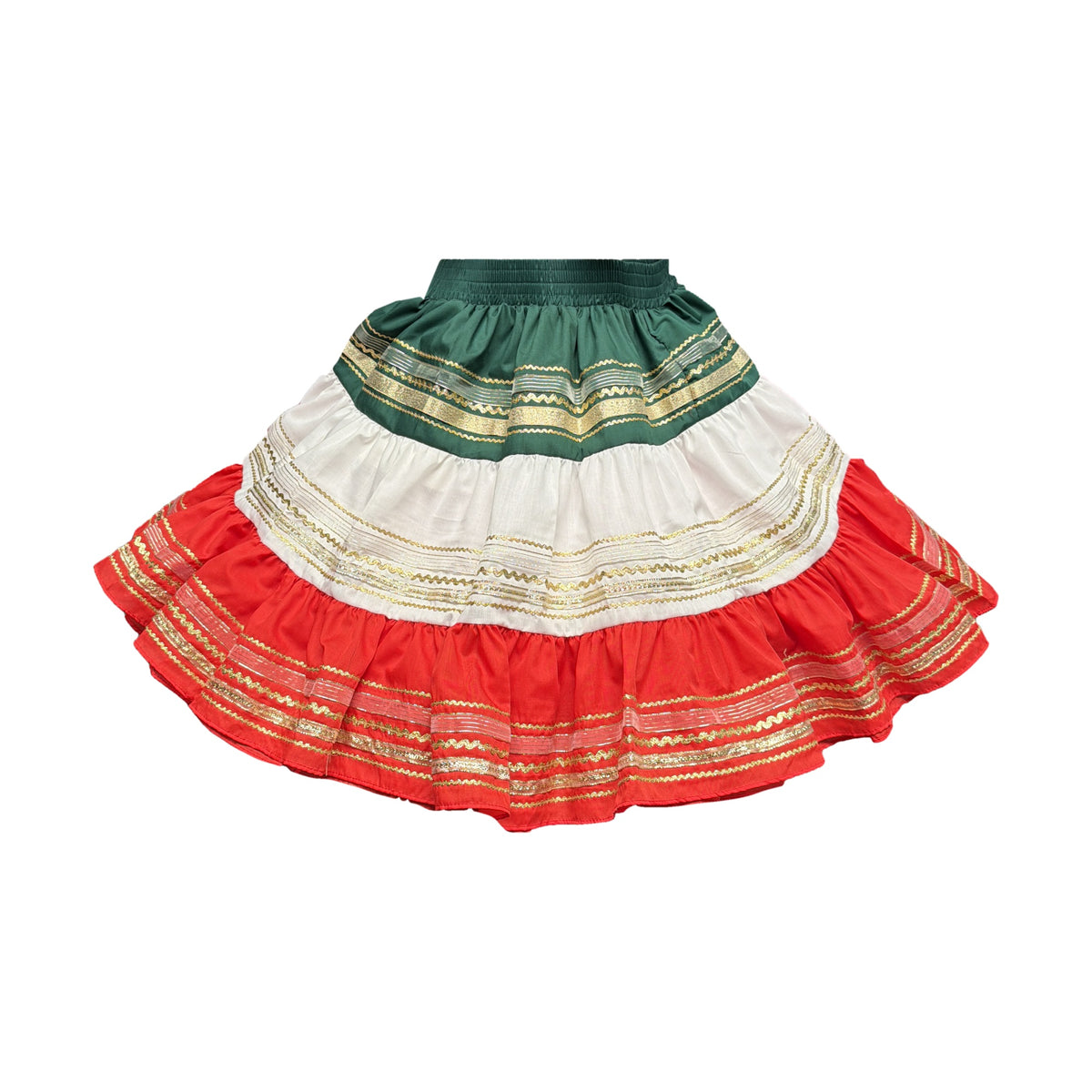 Petite Three-Tiered Metallic Gold Christmas Skirt