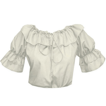 Faux Drawstring Blouse in Beige