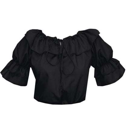 Faux Drawstring Blouse in Black