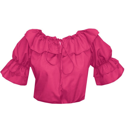 Faux Drawstring Blouse in Fuchsia