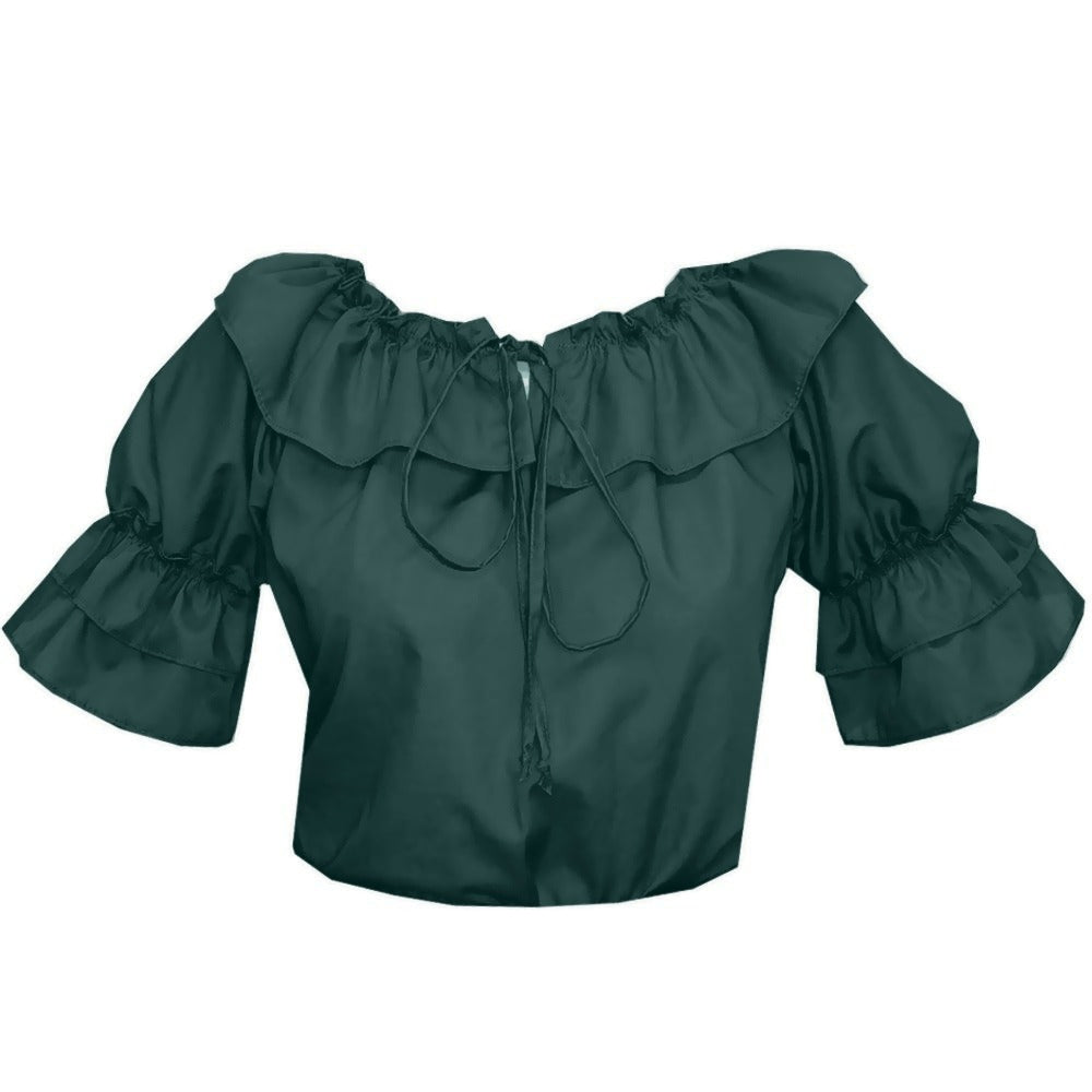 Faux Drawstring Blouse in Hunter