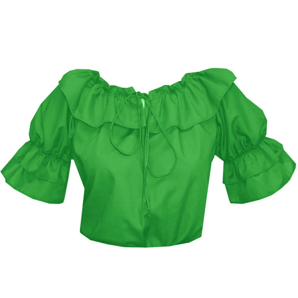 Faux Drawstring Blouse in Kelly