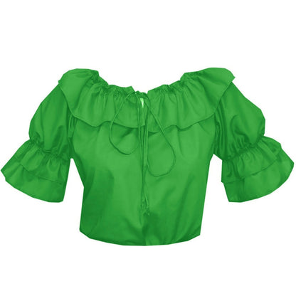 Faux Drawstring Blouse in Kelly