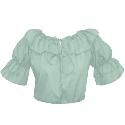 Faux Drawstring Blouse in Mint