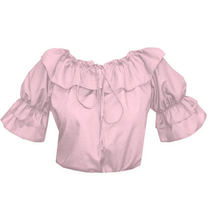 Faux Drawstring Blouse in Pink