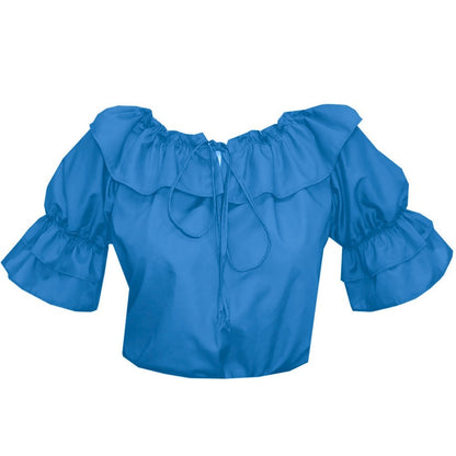 Faux Drawstring Blouse in Turquoise