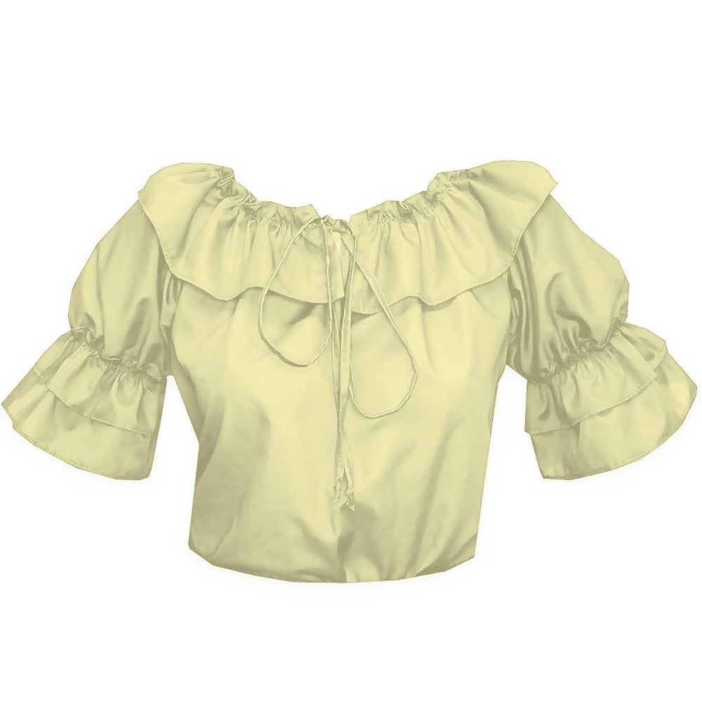 Faux Drawstring Blouse in Yellow