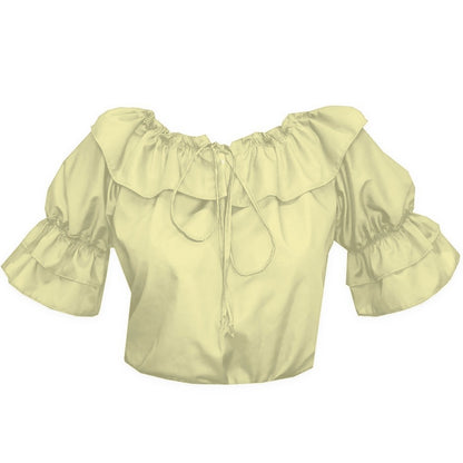 Faux Drawstring Blouse in Yellow