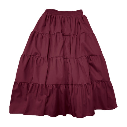 Basic 4 Tier Prairie Skirt in Burgundy