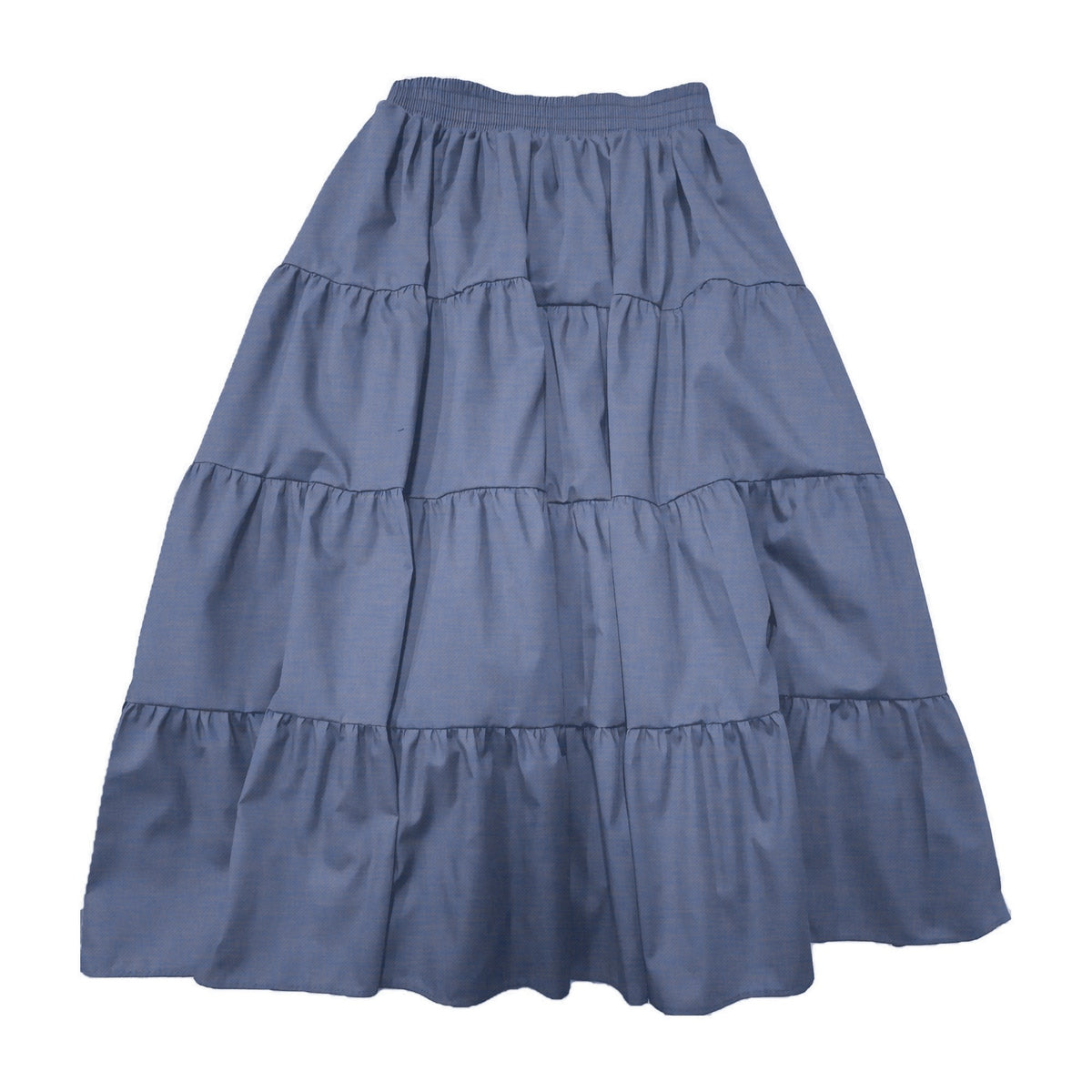 Basic 4 Tier Prairie Skirt in Chambray