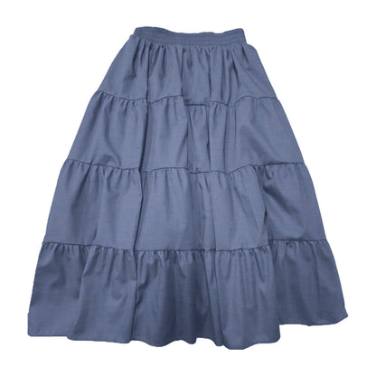 Basic 4 Tier Prairie Skirt in Chambray