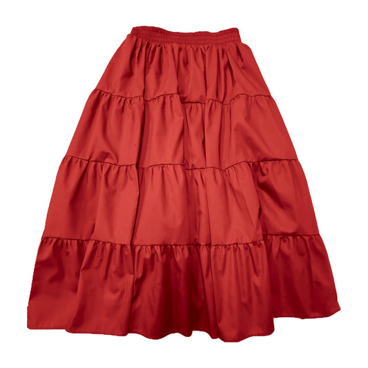 Basic 4 Tier Prairie Skirt in Red