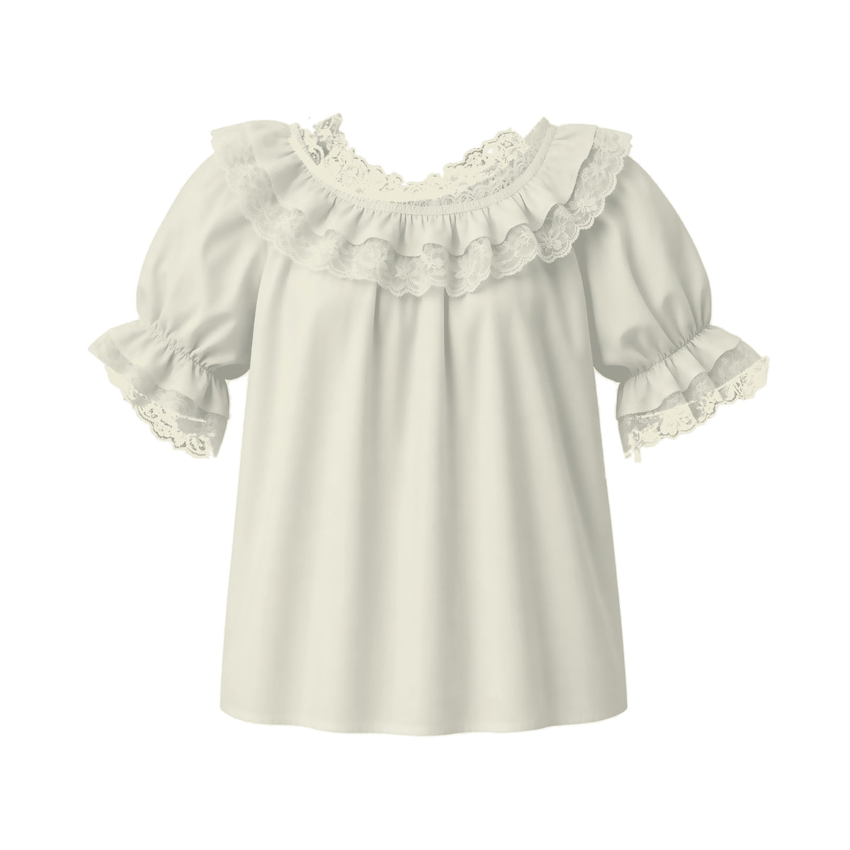 Basic Laced Blouse in Beige