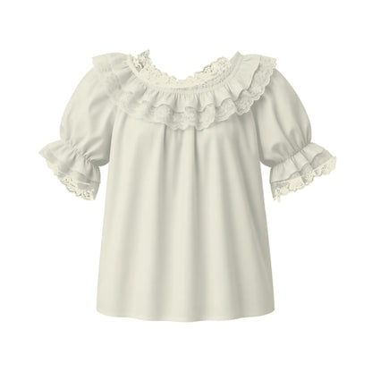Basic Laced Blouse in Beige