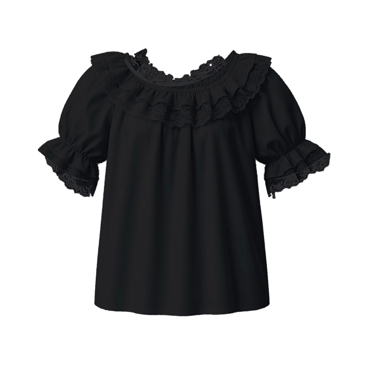 Basic Laced Blouse in Black