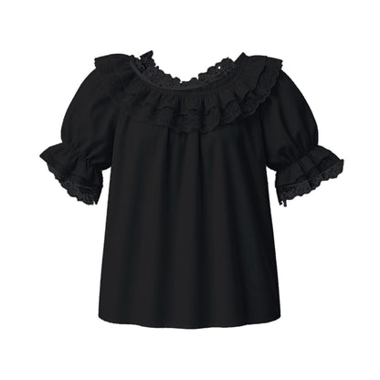 Basic Laced Blouse in Black