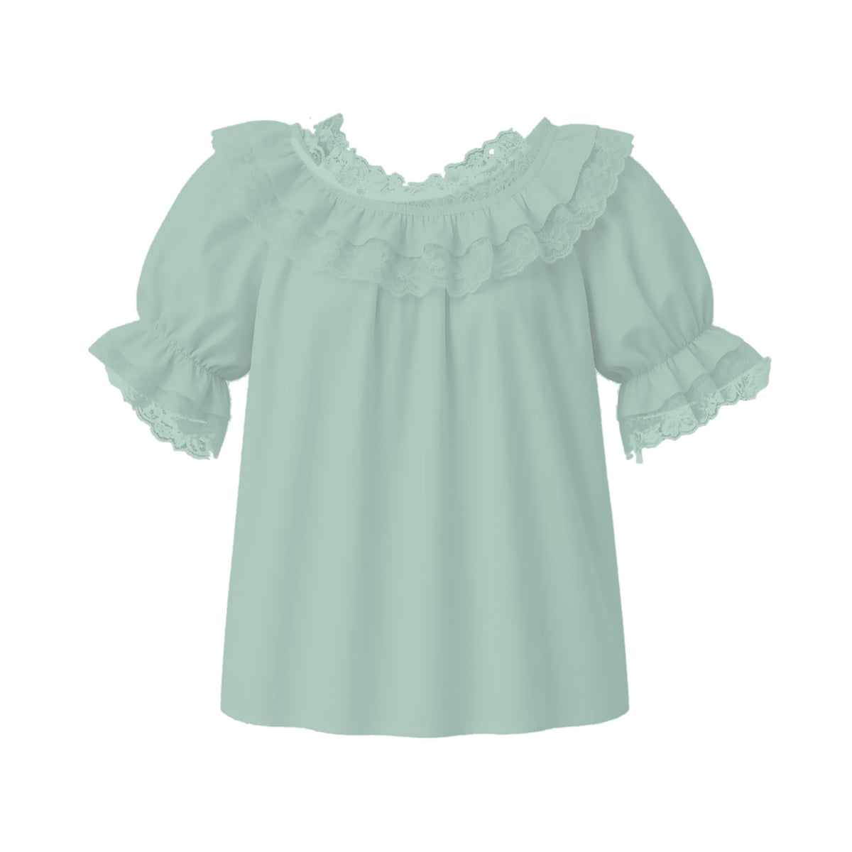 Basic Laced Blouse in Mint