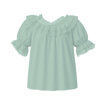 Basic Laced Blouse in Mint