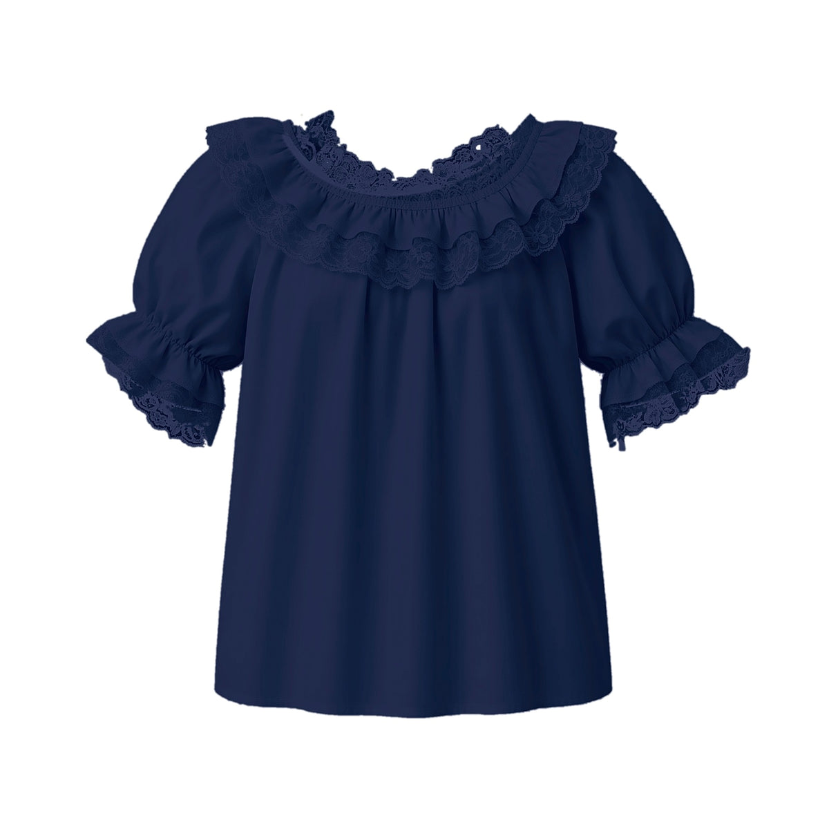 Basic Laced Blouse in Navy